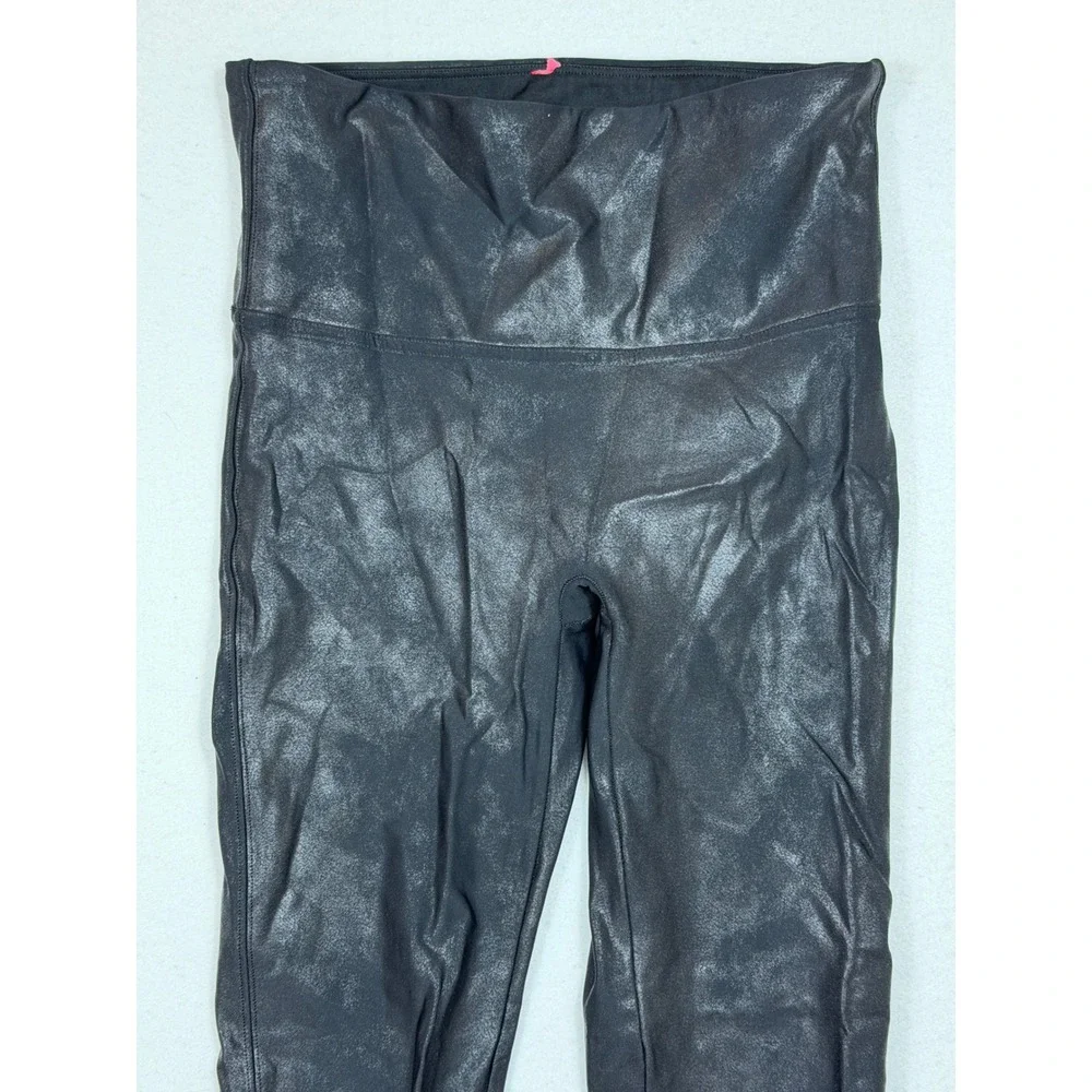Spanx Vegan Leather Leggings Black‎ High Waisted Shaping Pants Womens Medium